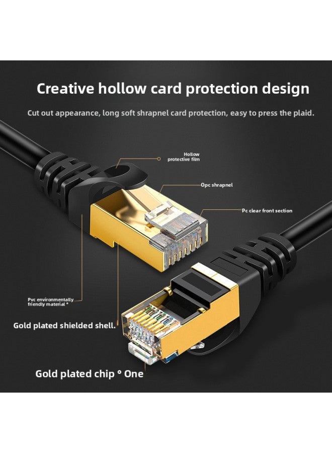 Class 7 Network Cable 10 Trillion Household Shielded Twisted Pair Flat Cat7 Gigabit Broadband Connection Computer Finished Network Cable-Color:Black Flat Wire-Line Length:10 M  - Image 5