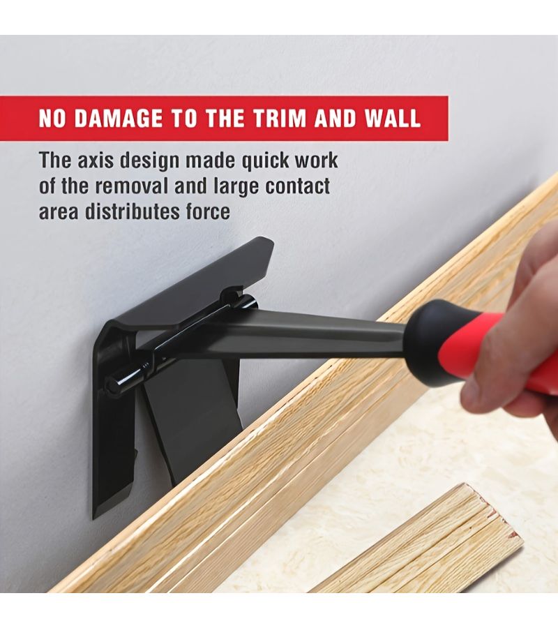 Red Steel Nail Puller Pry Bar Demolition Tool for Flooring Wall Panels Tiles - Image 2