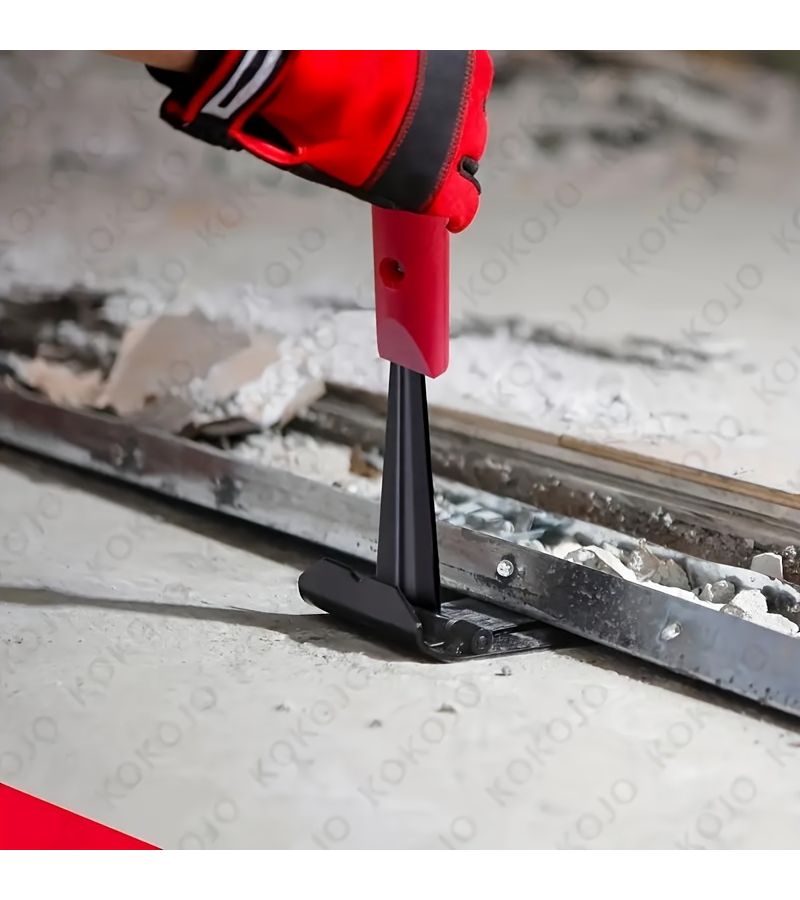 Red Steel Nail Puller Pry Bar Demolition Tool for Flooring Wall Panels Tiles - Image 1