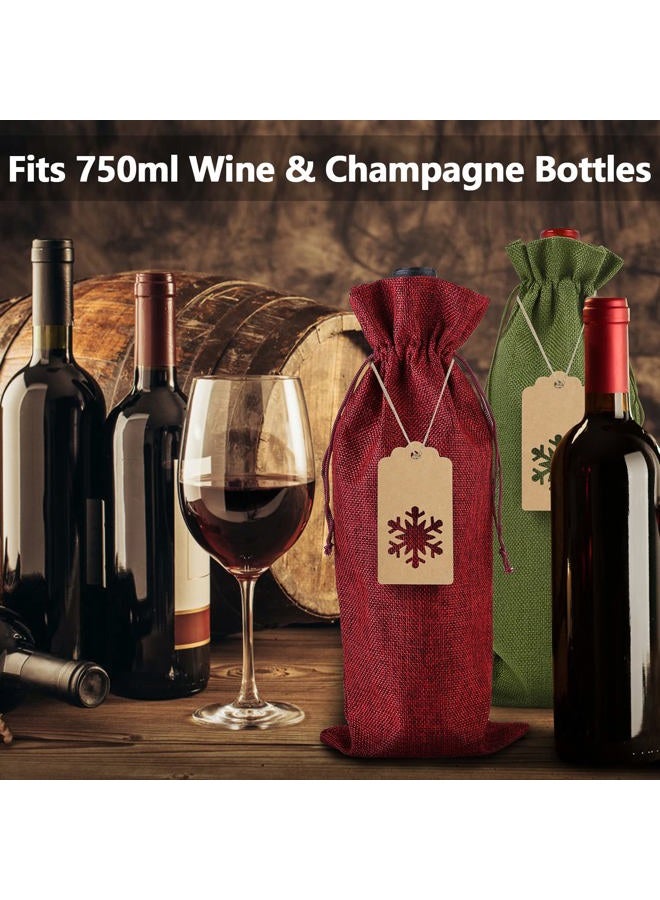 PIXHOTUL Burlap Wine Gift Bags, 12 Pcs Jute Drawstring Wine Bottle Covers with Tags and Ropes for Christmas, Wedding, Travel, Birthday, Holiday Party (Wine Red) - Image 5