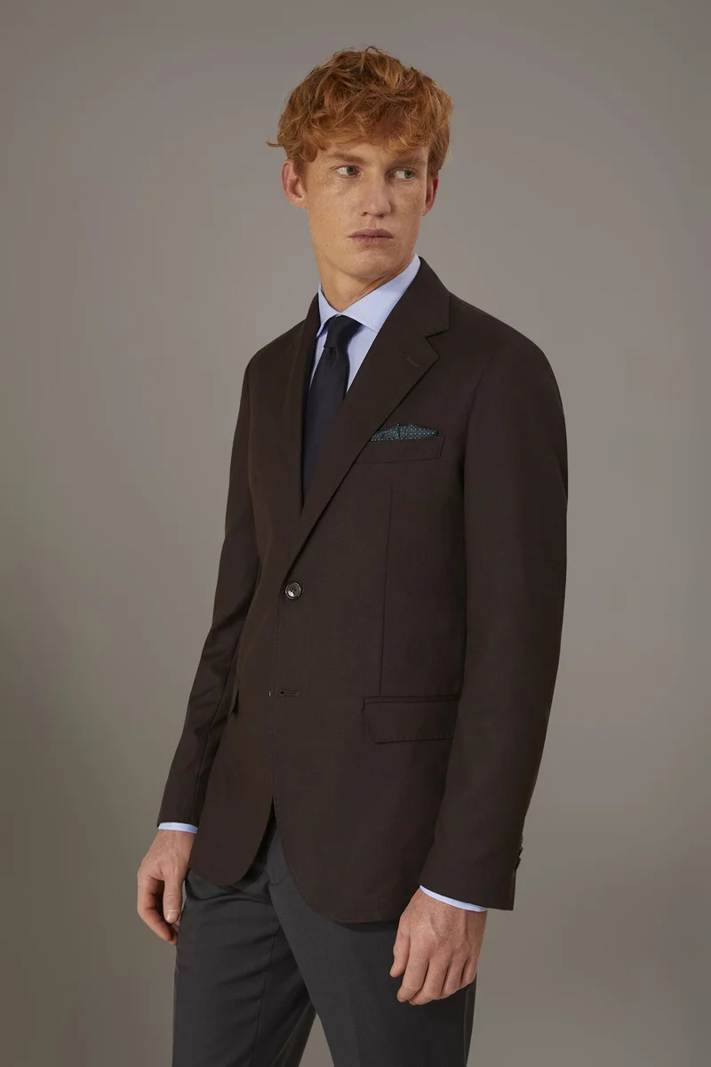 Single breasted jacket solid colour - Brown