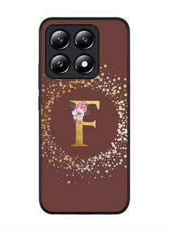 For Xiaomi 14T Case,Slim fit Camera Protection, Shockproof Thin Phone cover - Custom Monogram Floral - F (Brown )