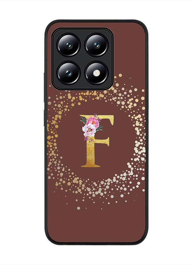 Stylizedd - For Xiaomi 14T Case,Slim fit Camera Protection, Shockproof Thin Phone cover - Custom Monogram Floral - F (Brown ) - Image 1