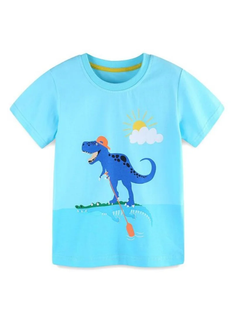 YUNIQEE Blue Graphic Printed Round Neck T-shirt