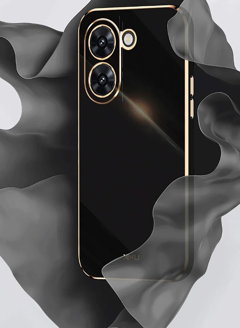 Compatible with Redmi A5 4G cover, smooth veneer gold plated chrome, black Thin and smooth shock-proof full protection Redmi A5 4G case -black  - Image 2