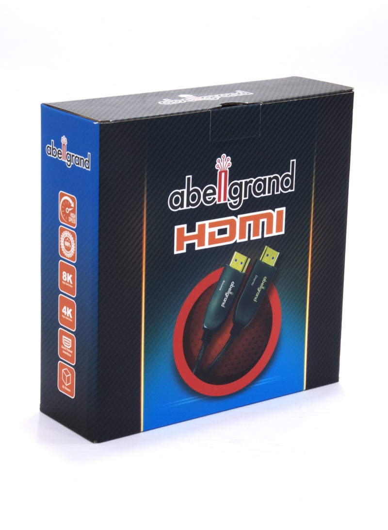 Abellgrand HDMI 20m AOC 8K 2.1 AGcon Cable comes with durable construction and ultra-sleek design. Abellgrand 8K/UHD/HDR OPTICAL 8K 2.1 HDMI Hybrid cables utilize fiber to transmit HDMI data and clock portions of the signal. Supports 8K@60Hz/ 48Gbps, 4K@120Hz/18Gbps Compatible with HDMI 2.1 Units: Transmitter (Source) Receiver (Display) Video Bandwidth: 48Gbps, (12 Gbps/x4 Channel FRL) Watch 8K video contents, game console, laptop or tablet on an Ultra HD television, monitor or projector. - Image 2