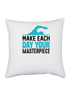UDNAG UDNAG White Polyester Swimming Make Pillow Cover 16 Inch X 16 Inch 
