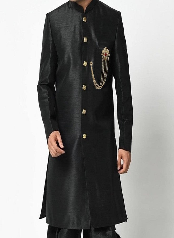 Adorn دبوس زينة مزخرف بخمسة طبقات مع حجر الراين الماروني اللامع للشيرواني/الكُرتا للرجال (B1940M) - Image 2