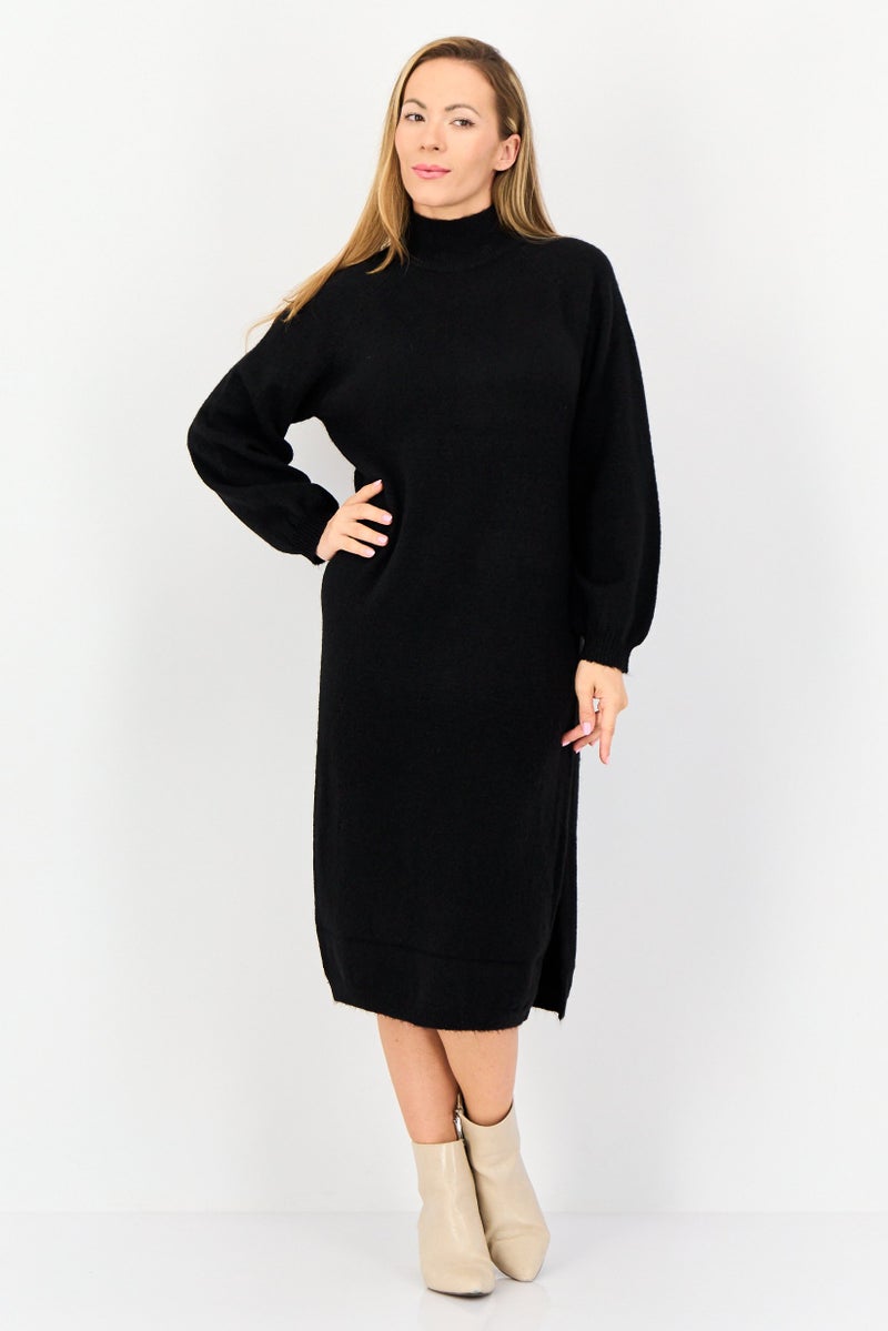 YAS Women Heather Sweater Dress, Black - Image 1