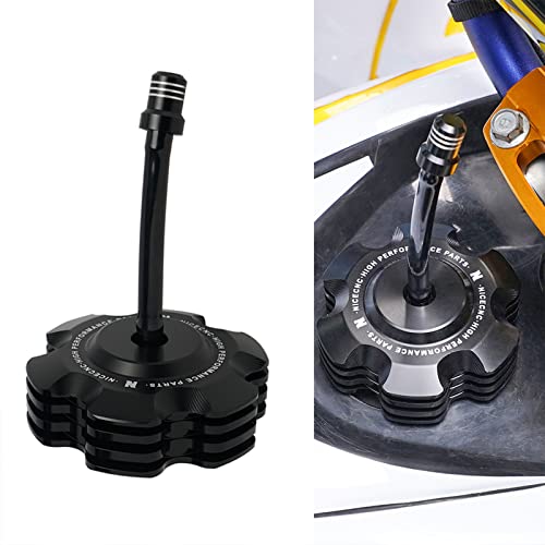 NICECNC Black Gas Fuel Cap with Breather Tube Compatible with Yamaha Raptor 700 700R 50 BW350 GRIZZLY 125 RT100 TTR110 TTR 110, Replacement for 2FJ-24610-00-00, 2FJ-24610-20-00, 2FJ-24610-10-00 - Image 1
