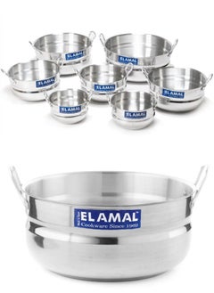 ELAMAL Elamal Aluminum Pots Set Consisting of 7 Pots With Two Handles, Egyptian Industry, Size 16/ 18 / 20 / 22 / 24 / 28 / 30 cm  - Image 2