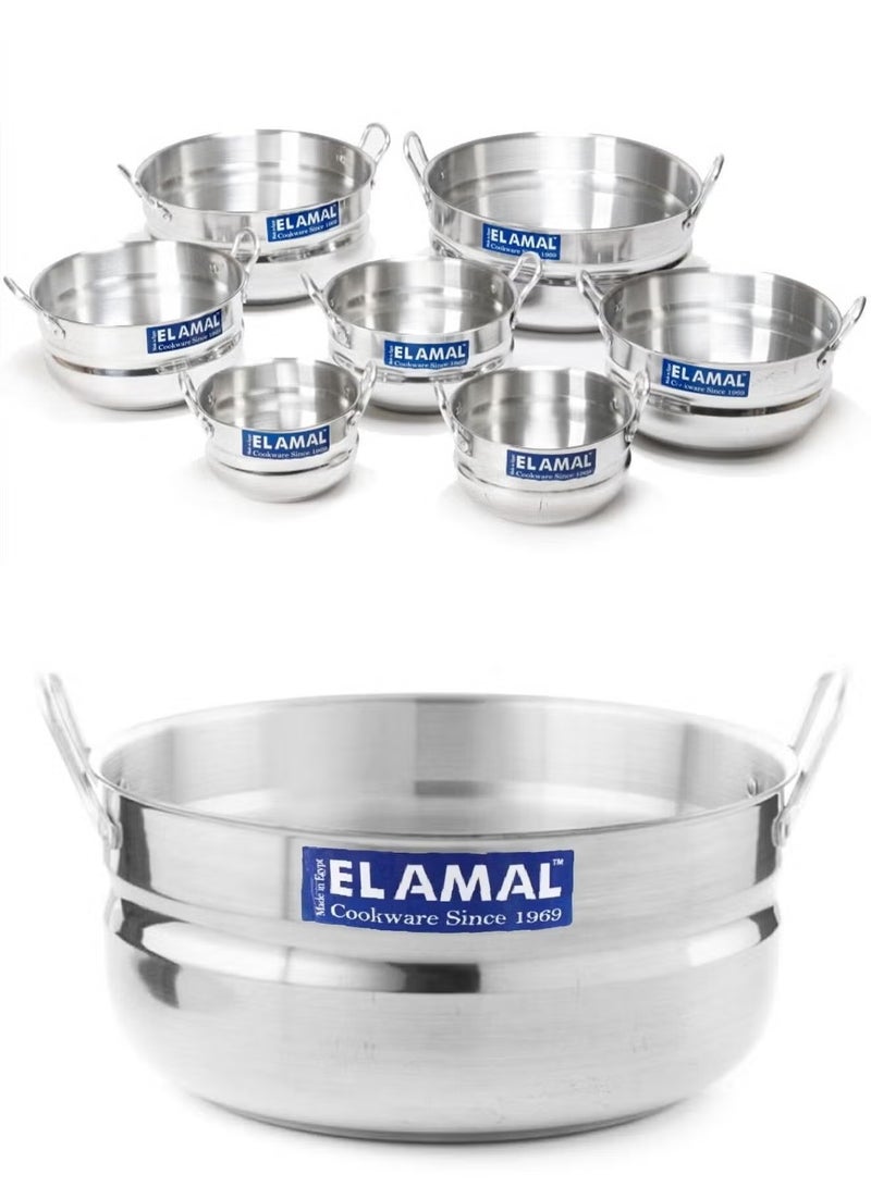 الأمل طقم قدور ألمنيوم من الأمل مكون من 7 قدور بمقبضين صناعة مصرية مقاس 16/ 18 / 20 / 22 / 24 / 28 / 30 سم - Image 2