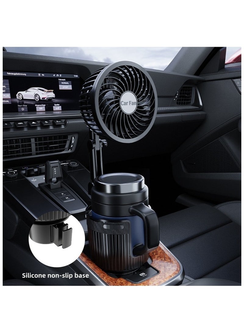 New 4-inch car mounted water cup holder fan, 2-in-1 insulated cup holder, car electric  fan - Image 2