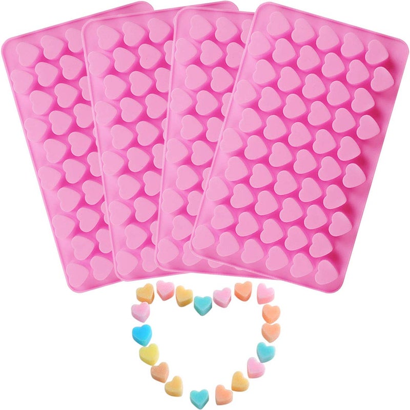 Onwon 4 Pieces Premium FoodGrade Silicone Heart Shape Molds Nonstick Chocolate Candy Ice Cube Sugar Maker Mould Tray Baking Jelly Mold for Valentines Party Cake Decoration