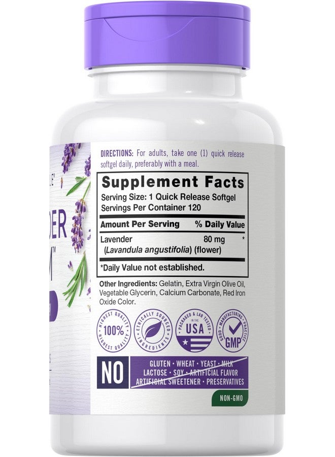 حبوب كارلايل لافندر | ٨٠ ملغ | ١٢٠ كبسولة جيلاتينية لينة | تركيبة مهدئة لا تسبب النعاس | مكمل غذائي خالٍ من الكائنات المعدلة وراثيًا والغلوتين - Image 2