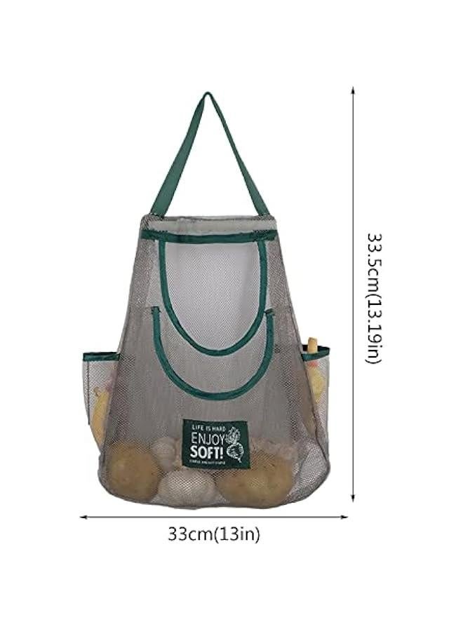 Durable Mesh Produce Bags for Kitchen Storage Organizer, Hanging Breathable Bags for Fruit Vegetable Onion Garlic Potato Tomato, Large Shopping Handbag Grocery Net, Small Storage Solution.  - Image 2