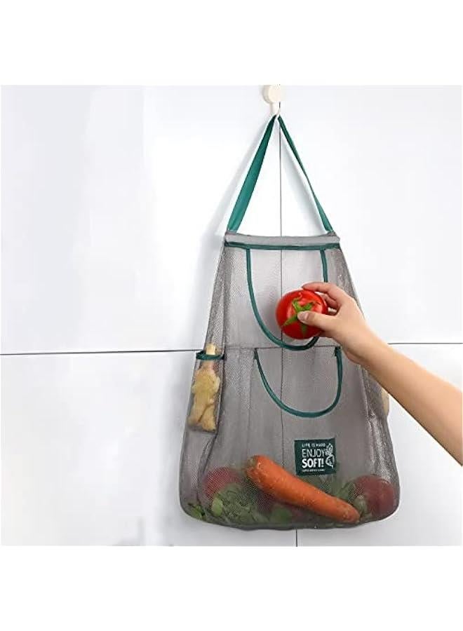 Durable Mesh Produce Bags for Kitchen Storage Organizer, Hanging Breathable Bags for Fruit Vegetable Onion Garlic Potato Tomato, Large Shopping Handbag Grocery Net, Small Storage Solution.  - Image 3