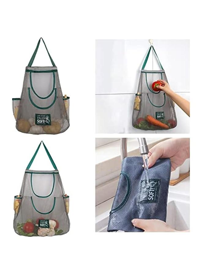 Durable Mesh Produce Bags for Kitchen Storage Organizer, Hanging Breathable Bags for Fruit Vegetable Onion Garlic Potato Tomato, Large Shopping Handbag Grocery Net, Small Storage Solution.  - Image 4