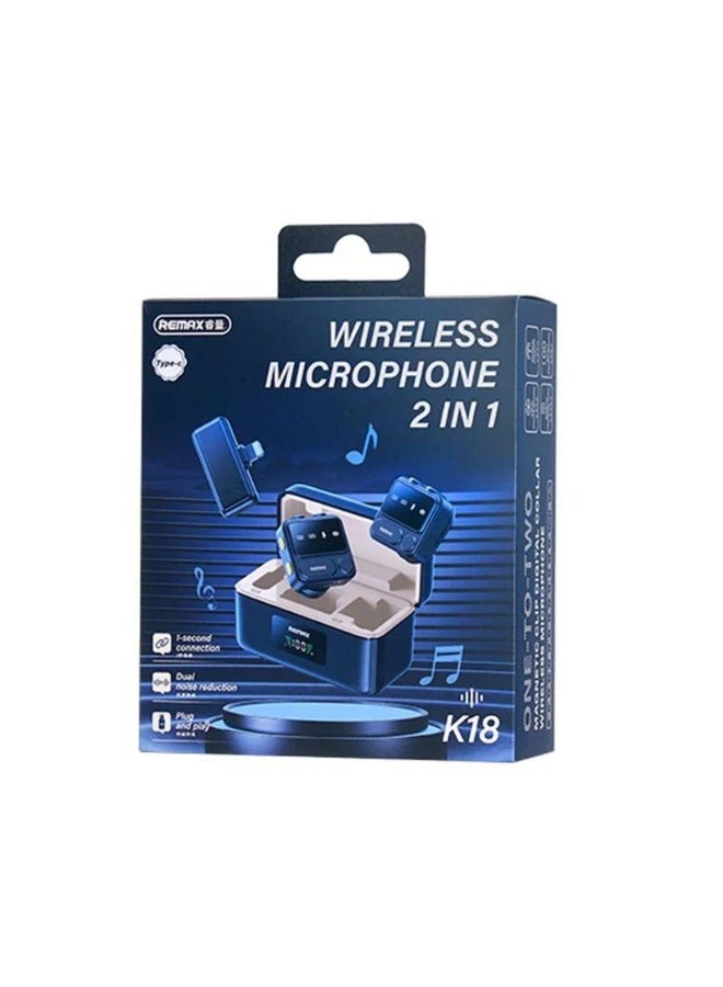 REMAX K18 Lightning 2 In 1 Wireless Microphone - Black - Image 2