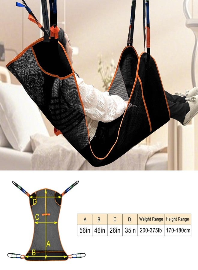أم دي ستوب حمالة رفع المرضى MDSTOP العالمية لكامل الجسم، حمالة نقل لكبار السن وذوي الاحتياجات الخاصة مع بطانة، حمالة طبية مساعدة للمرضى للاستحمام والنقل والوضع والرفع (أسود) - Image 2