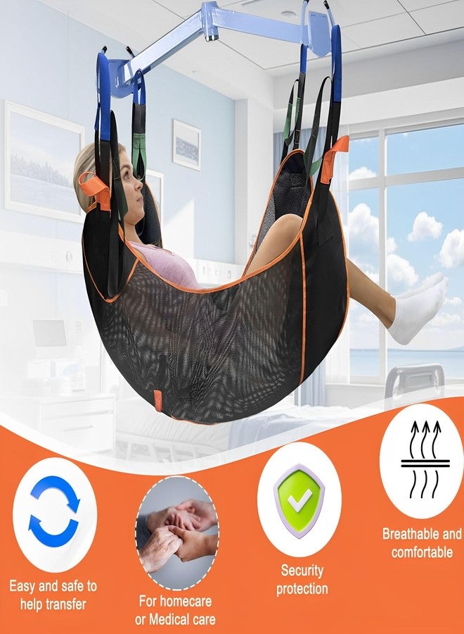 أم دي ستوب حمالة رفع المرضى MDSTOP العالمية لكامل الجسم، حمالة نقل لكبار السن وذوي الاحتياجات الخاصة مع بطانة، حمالة طبية مساعدة للمرضى للاستحمام والنقل والوضع والرفع (أسود) - Image 4