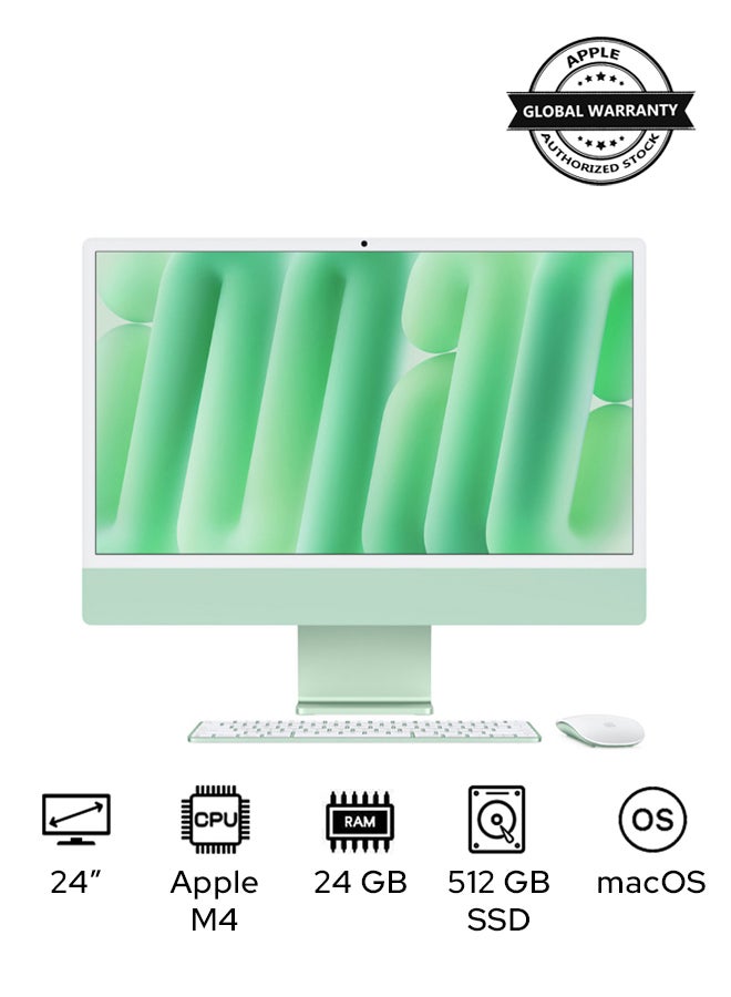 Apple 24-inch iMac MD2Q4 with Retina 4.5K Display, M4 Chip 10-Core CPU 10-Core GPU Processor/24GB RAM/512GB SSD/macOS English Green - Image 1