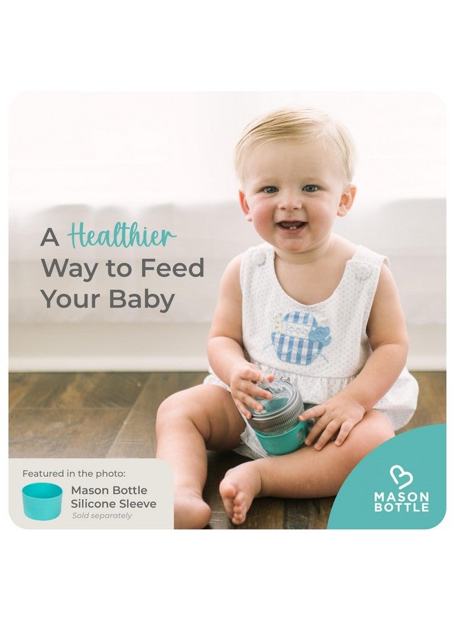 Mason Bottle 4oz Baby Glass Bottle with Breast Like Slow Flow Nipple, Cap+Ring - BPA Free, Non Toxic, Anti Colic Glass Baby Bottle, Glass Feeding Bottle for Babies - Image 5