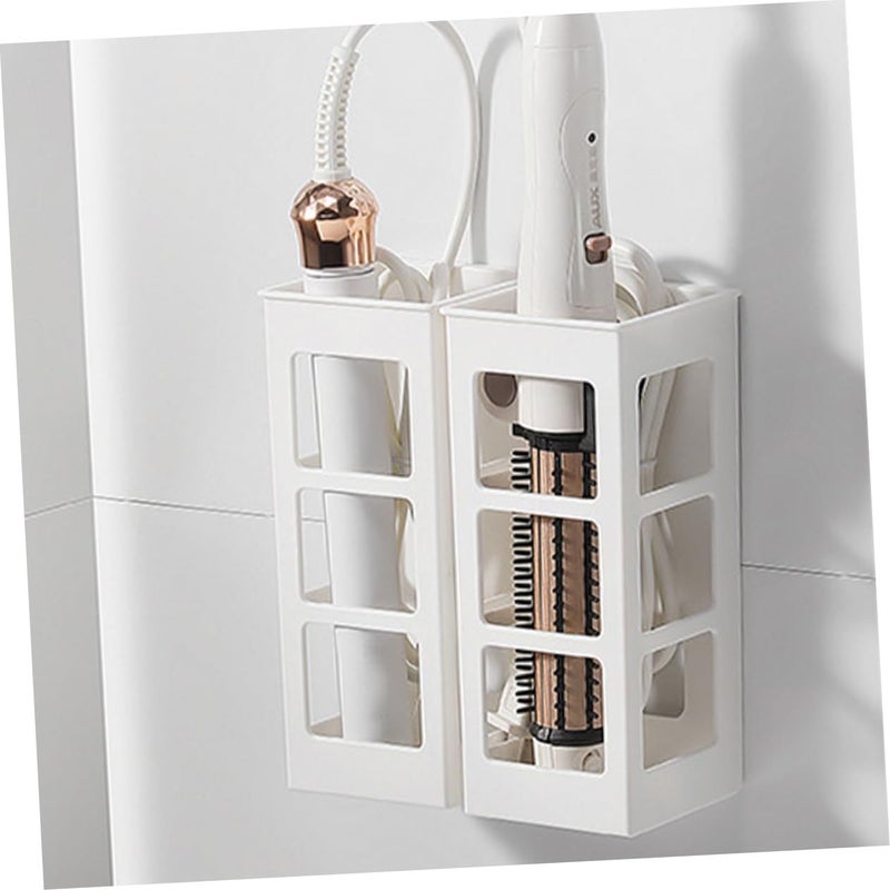 White Wall Mounted Hair Tool Organizer Curling Iron Holder Heat Resistant - Image 3