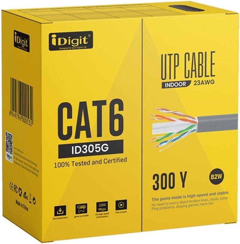 iDigit 300 YARD HIGH QUALITY CAT6 ETHERNET LAN NETWORK UTP CABLE GREY - Image 3