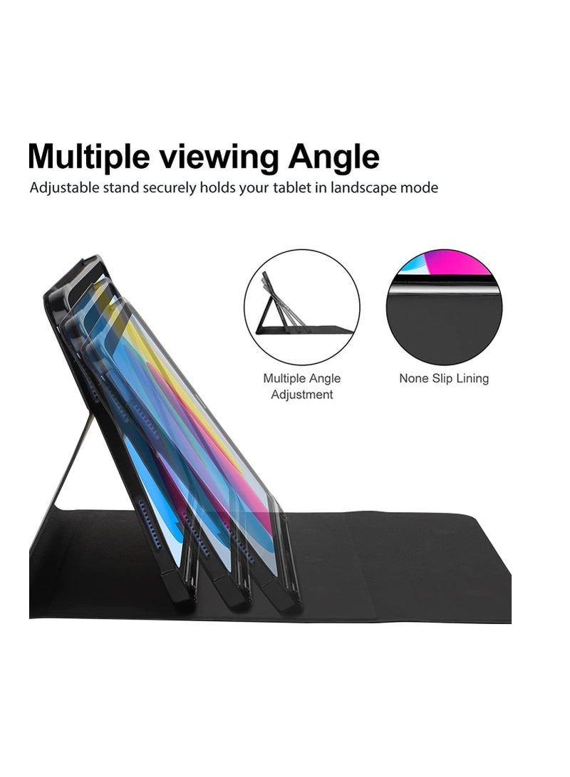 عام حافظة لوحة مفاتيح لجهاز iPad الجيل العاشر، إضاءة خلفية بسبعة ألوان، لوحة تتبع متعددة اللمس، لوحة مفاتيح لاسلكية، حامل أقلام مدمج، حافظة ذكية مقاس 10.9 بوصة، أسود - Image 5