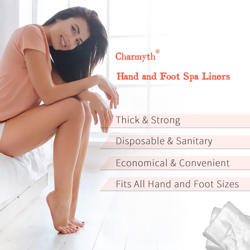 Charmyth Liners Hand or Foot Disposable Thermal Heated Mitt Liners Paraffin Bath Treatments Bags Plastic Liner Socks and Gloves for Hot Wax Therapy (100) - Image 3