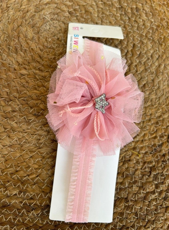 Radhya Accessories Korean Baby Headbands Kids Bow Elastic Hair Bands for Baby Girls Cotton Turban Bow Knotted Girls Hairband Hair Wrap (1 pc) (Pink) - Image 1