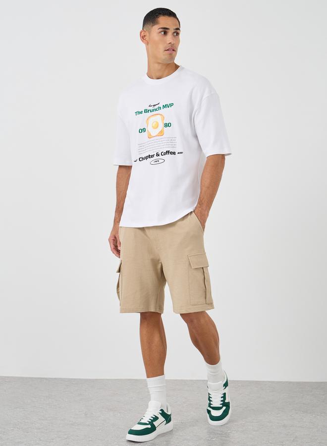 Styli Men White Graphic Print Oversized T-Shirt - Image 4