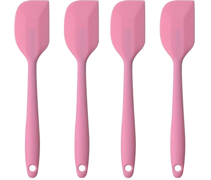 We3 Silicone Spatula Set,Heat-Resistant Spatulas,Non-Stick Rubber Spatulas with Stainless Steel Core Pink Set of 4 - Image 1