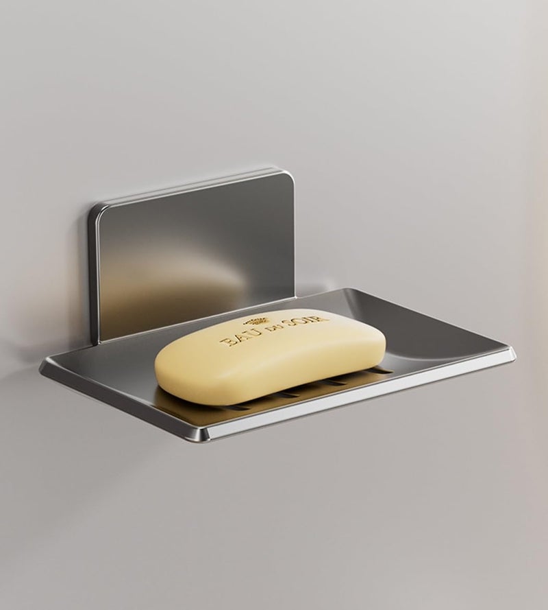 Tenom Soap Stand for Bathroom, Space Aluminum Soap Holder for Bathroom Stickable Wall Mounted, Rustproof Soap Dish, Durable Soap Box (Gun Grey, Pack of 1) - Image 1