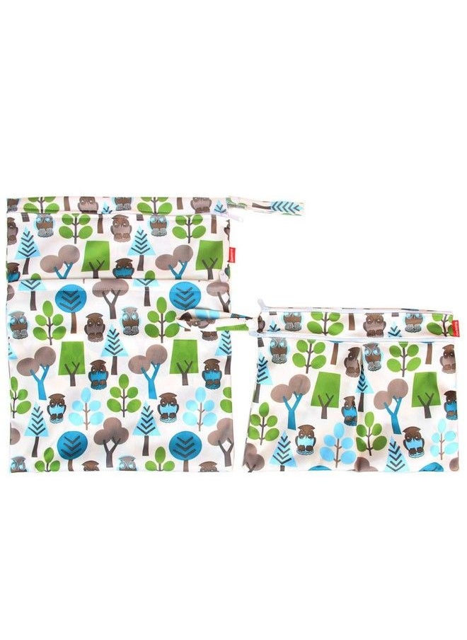 Damero - 3Pcs Pack Wet Dry Bag For Cloth Diapers Daycare Organizer Bag Green Forest - Image 1