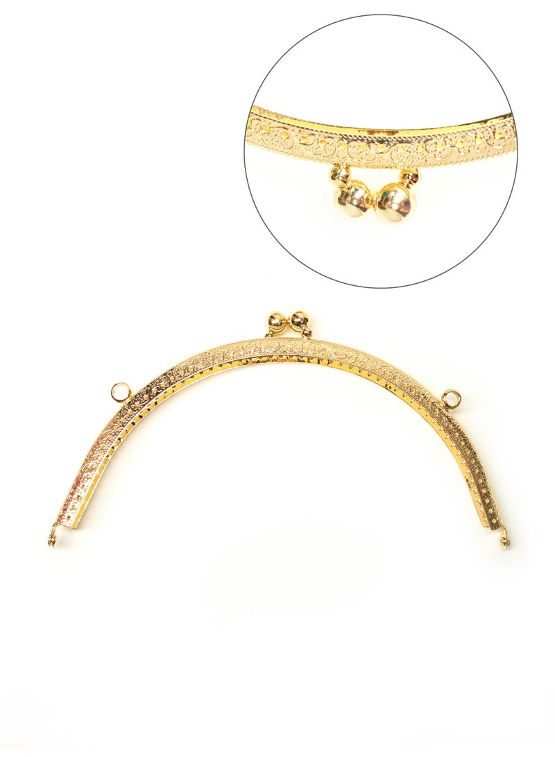 1PC 20cm Metal Purse Frame with Kiss Clasp, Vintage-Style Frame for DIY Coin Purse or Clutch-Gold - Image 1