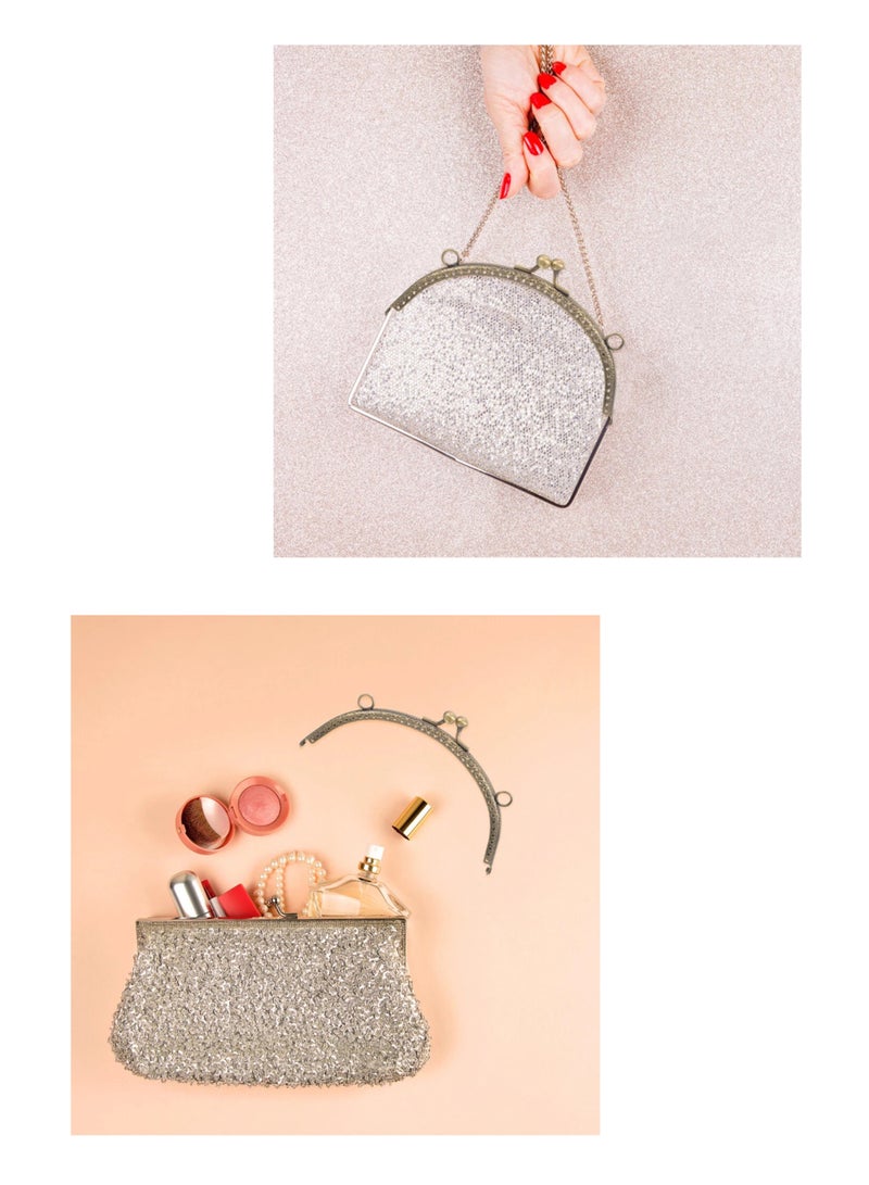 1PC 20cm Metal Purse Frame with Kiss Clasp, Vintage-Style Frame for DIY Coin Purse or Clutch-Gold - Image 2