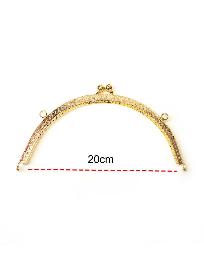 1PC 20cm Metal Purse Frame with Kiss Clasp, Vintage-Style Frame for DIY Coin Purse or Clutch-Gold - Image 4