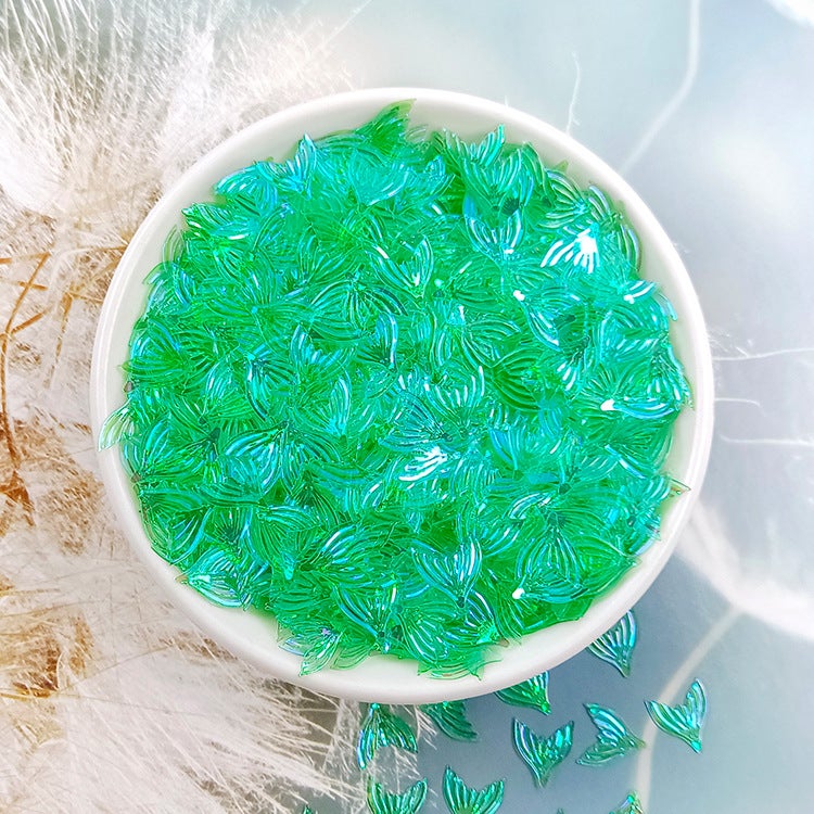 Ya Leduo Transparent Color 10MM Fishtail DIY Jewelry Accessories Golden Light Cross-border Beading Mermaid Ji Live Fishtail Bright C7 transparent color green-J113