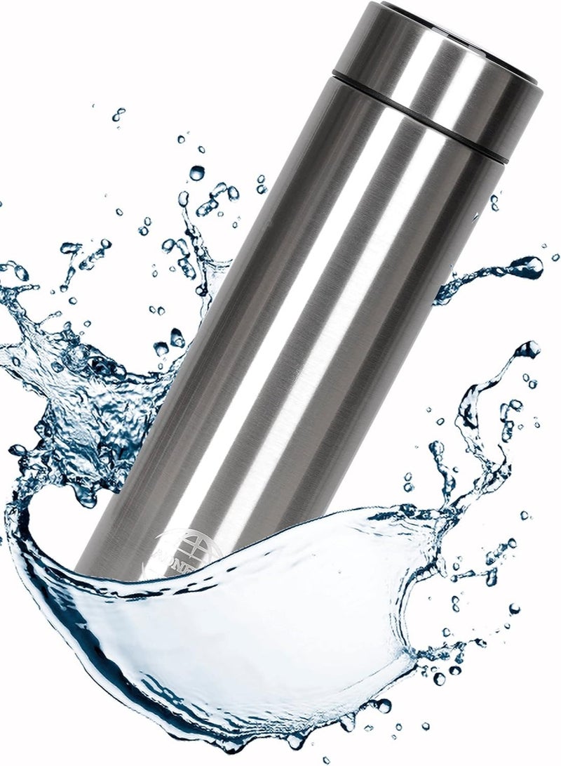 ذكي عرض درجة الحرارة فراغ معزول زجاجة ماء فضي 500 مل 9.2 × 6.2 بوصة - Image 4