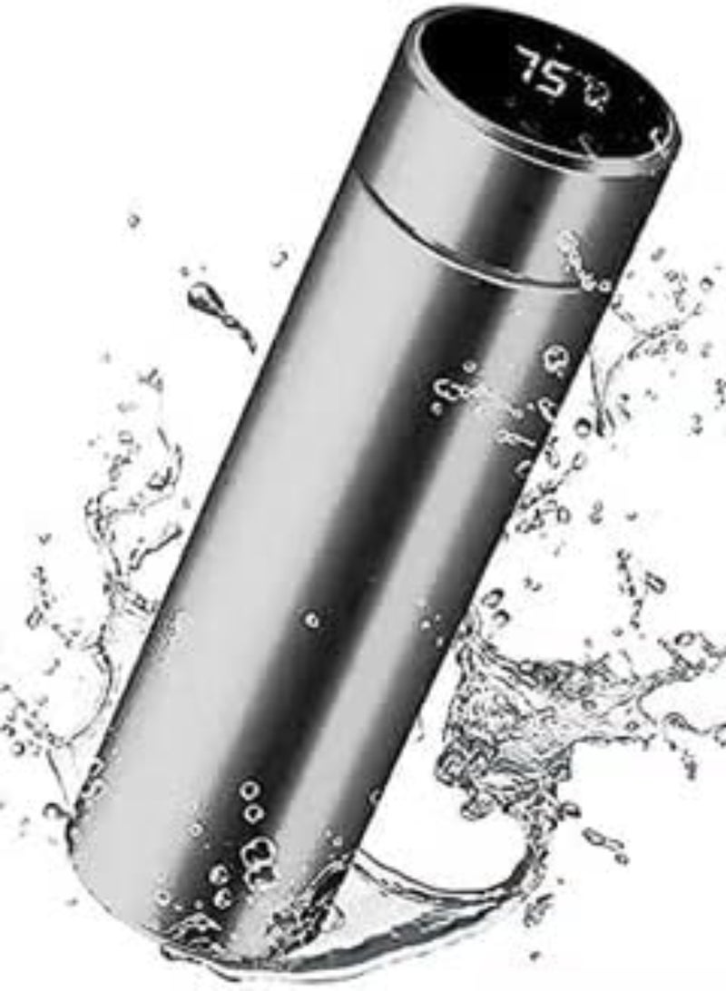 ذكي عرض درجة الحرارة فراغ معزول زجاجة ماء فضي 500 مل 9.2 × 6.2 بوصة - Image 5