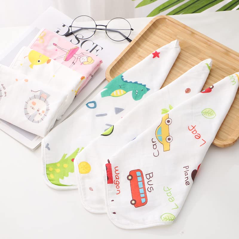 CLUZE Double Layered Extra Soft & Super Absorbent Cotton Handkerchief For Women's, Kids & Newborn Babies/Face Towel, Casual Style Printed Hanky (White) (25X25 Cm) (5) - Image 3