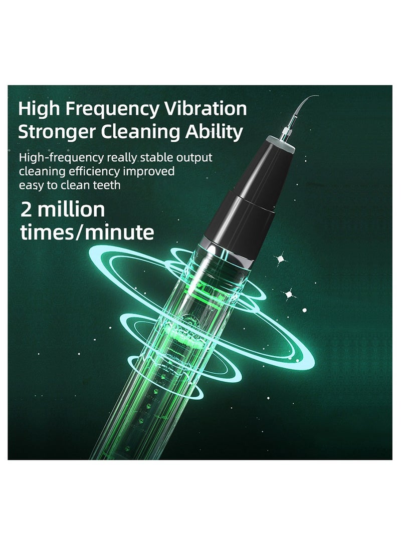 مزيل البلاك للأسنان، مزيل الجير بالموجات فوق الصوتية للأسنان، مجموعة تنظيف الأسنان القابلة لإعادة الشحن لإزالة حساب التفاضل والتكامل مع إضاءة LED، أسود - Image 5