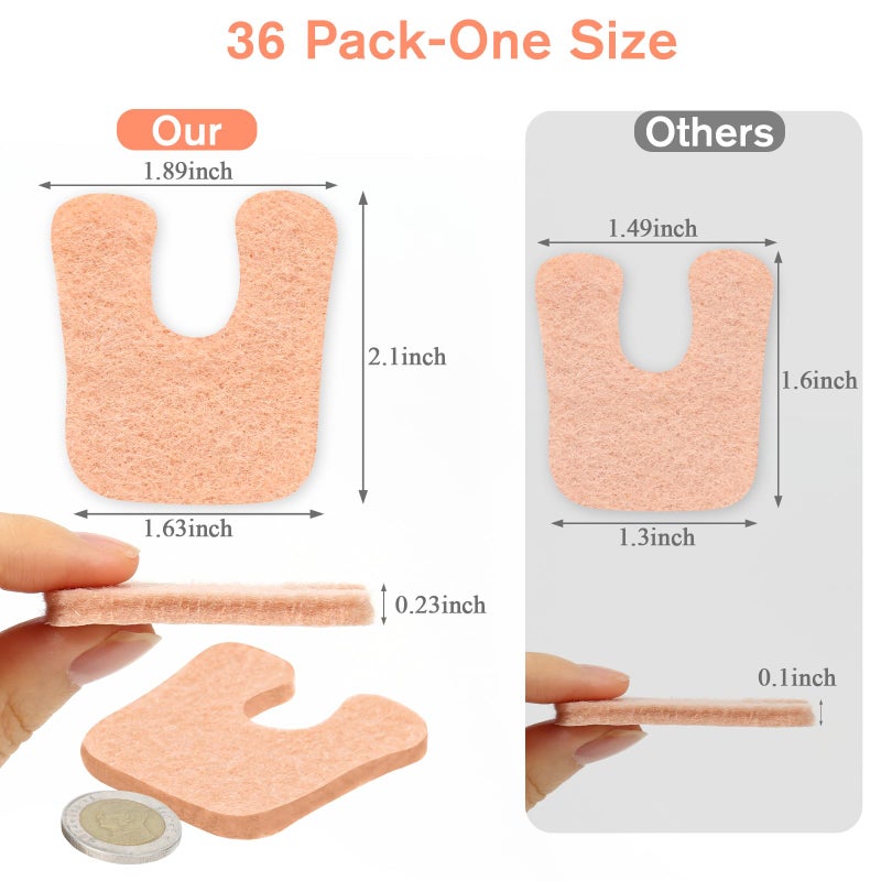 Jollidecor 36 Pcs U-Shaped Callus Cushions, Soft Corn Pads for Foot Bottom, Felt Adhesive Metatarsal Pads, Beige Heel Protectors for Pain Relief, Prevent Calluses from Rubbing in Shoes for Men & Women. - Image 2