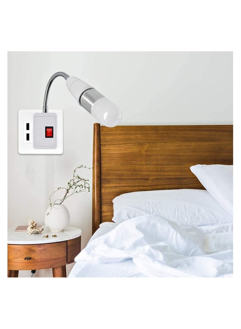 Lamp Bulbs Holder Converter Adapter UK Plug AC Power to E27 LED Bulbs Socket Adapter with On/Off Switch Universal Metal Extension Wall Lights Base - Image 4