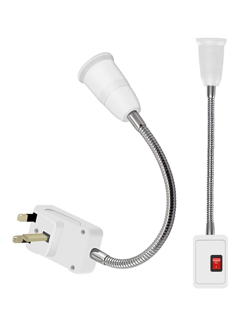 Lamp Bulbs Holder Converter Adapter UK Plug AC Power to E27 LED Bulbs Socket Adapter with On/Off Switch Universal Metal Extension Wall Lights Base - Image 1