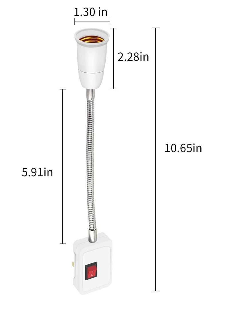 Lamp Bulbs Holder Converter Adapter UK Plug AC Power to E27 LED Bulbs Socket Adapter with On/Off Switch Universal Metal Extension Wall Lights Base - Image 2