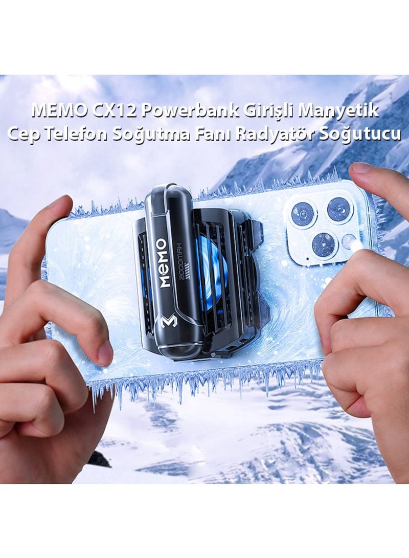 MEMO CX12 Magnetic Mobile Cooler Mobile Phone Radiator Phone Cooling Fan Case Cold Wind Handle Fan for PUBG With Battery Option - Image 5