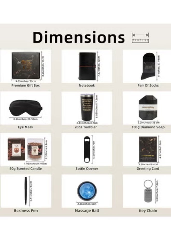 بوليفياز سلال هدايا للرجال - مجموعة صندوق هدايا عيد الميلاد تحتوي على 12 عنصرًا هدايا ملهمة وحزم علاج سبا مريحة للرجال وهدايا الصداقة للرجال - Image 5